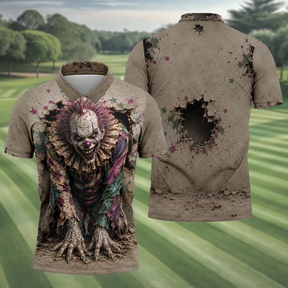 Halloween Purple Horror Character Golf Shirt, Golf Apparel For Men, Printed Golf Shirts