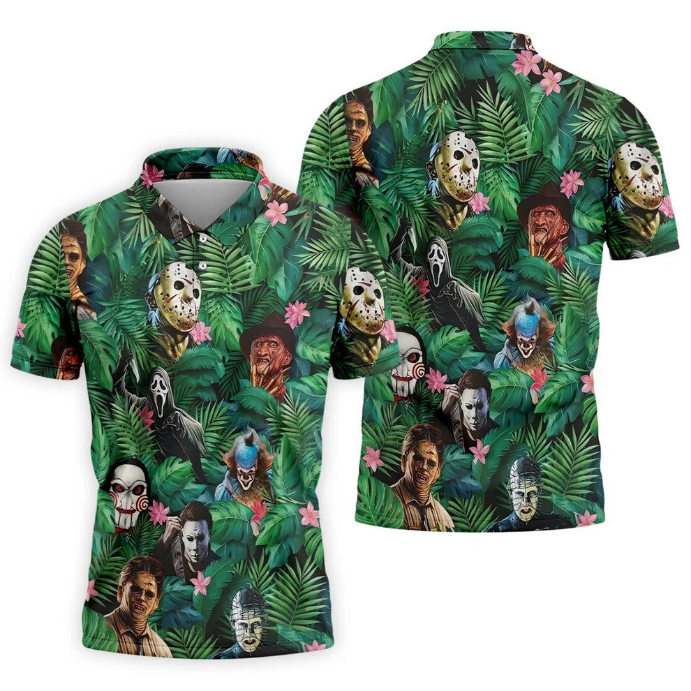 Hidden Horror Villains Jungle Hawaiian Golf Shirt, Hawaiian Golf Shirt, Golf Polo Shirts For Men