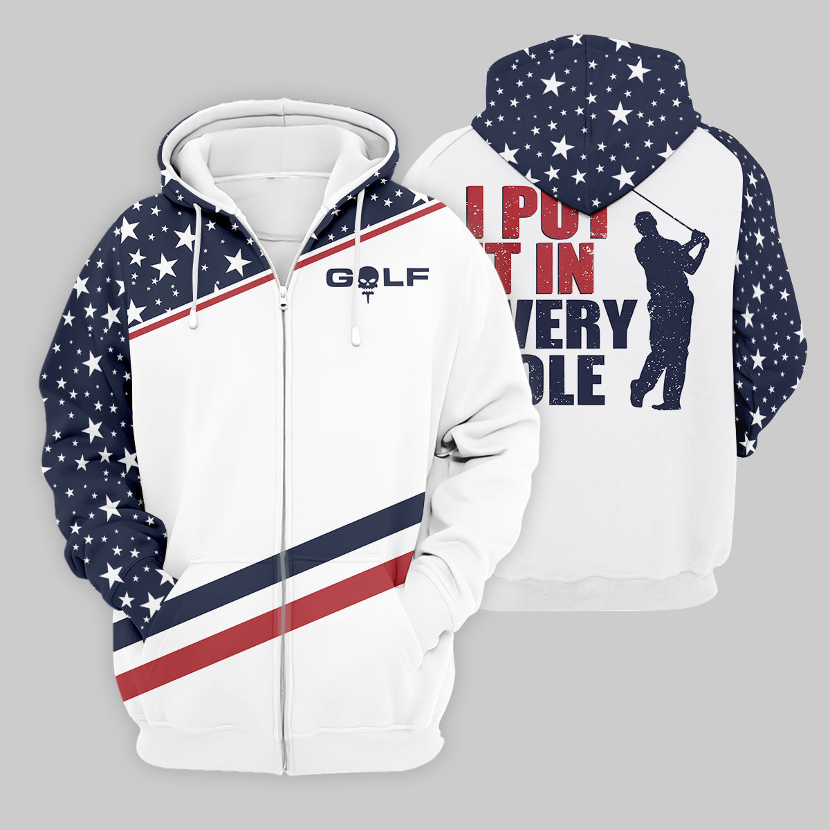 I Put It in Every Hole Mens Golf Polo Shirt, Mens Golf Gift, Funny Golf Shirt, America 250 Anniversary Golf Shirt