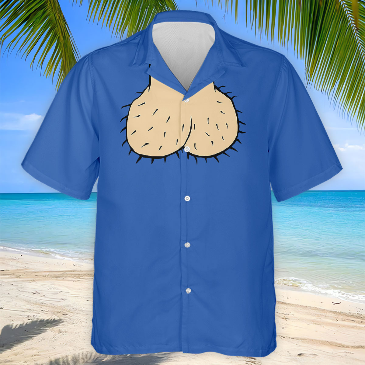 Blue Funny Dickhead Faux Chest Golf Shirt, Men's Polo Shirts, Polo Shirts For Men