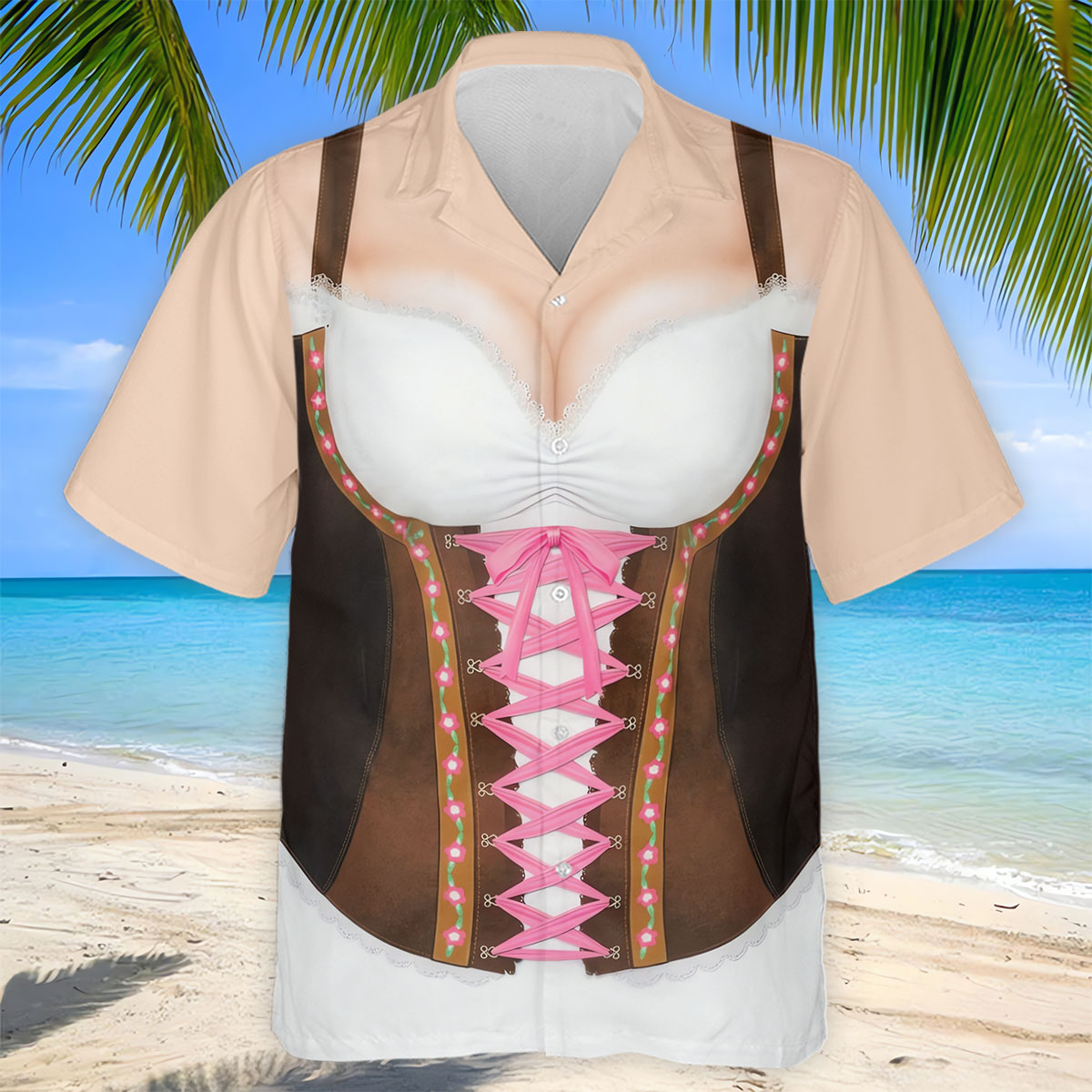 Funny Oktoberfest Dirndl Costume Polo Shirt, Mens Golf Apparel, Mens Golf Polo