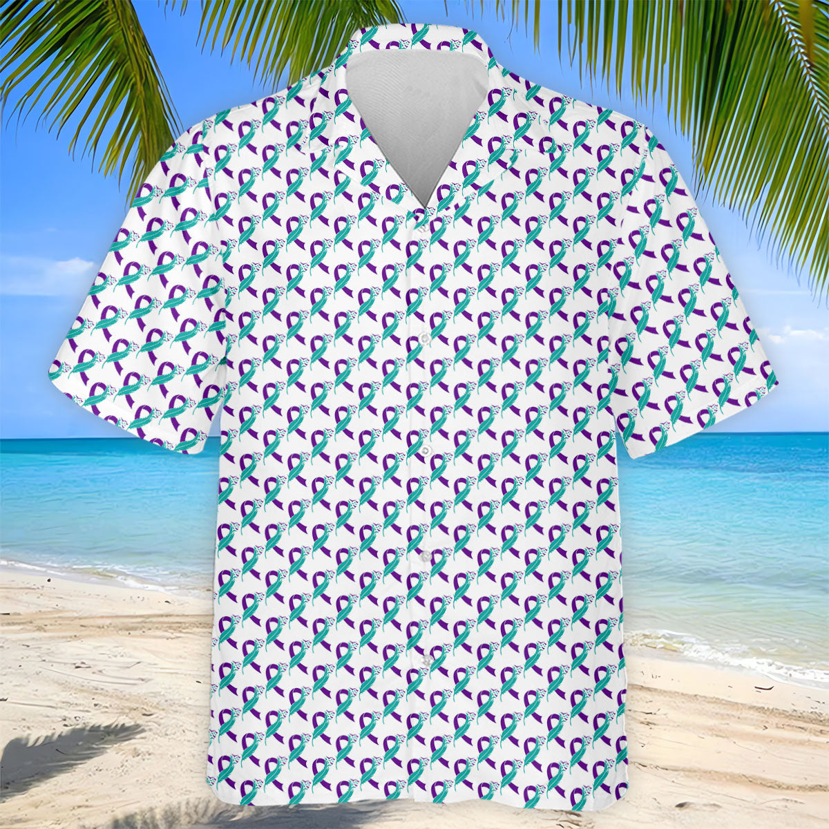 Suicide Awareness Feather Ribbon Pattern Mens Golf Polo, Golf Shirts For Men