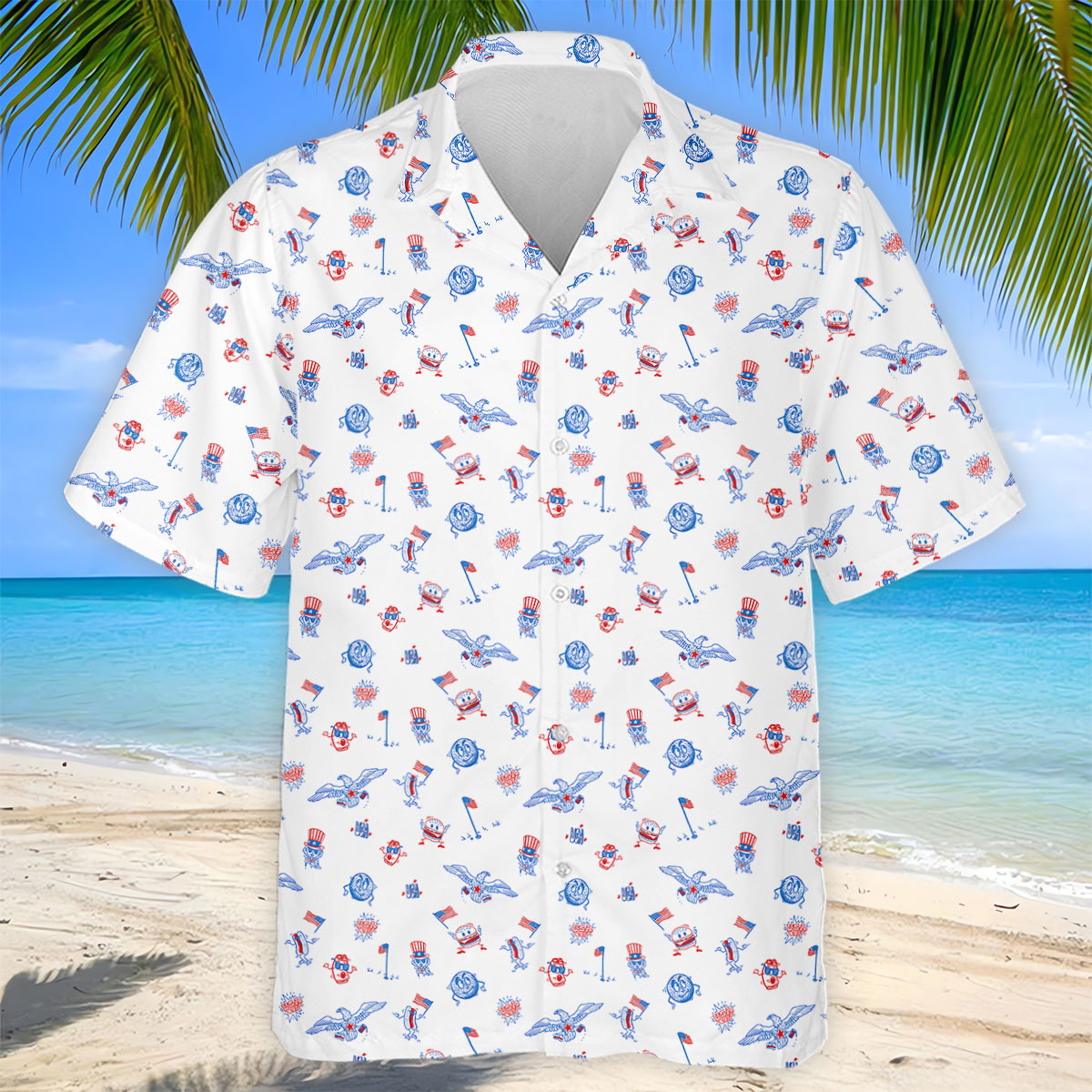 Funny Uncle Sam Eagle Golf Flag All-Over Print 4th of July, 250 Years USA Patriotic Golf Shirt, 4th Of July Golf Shirt, Golf Tops For Men, Golfing Apparel