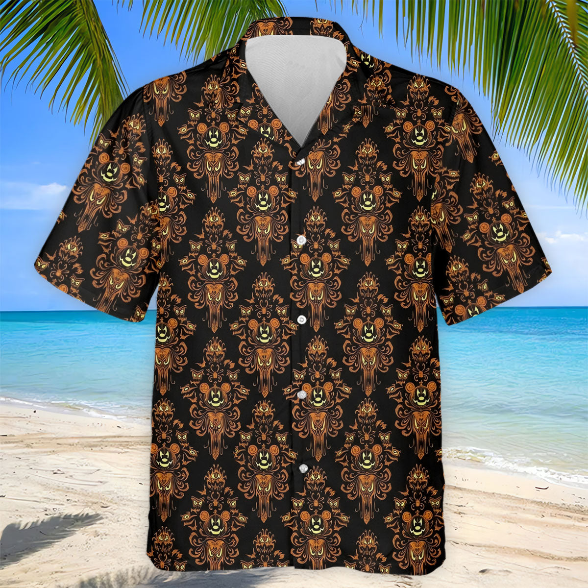 Haunted Face Wallpaper Halloween Golf Polo Shirt, Golf Polo For Men, Golf Apparel Shirt