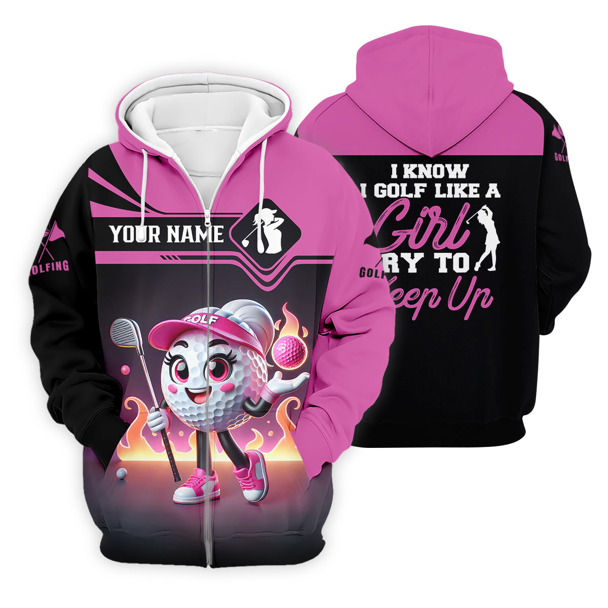 I Know I Golf Like A Girl Try To Keep Up Custom Funny Womens Golf Polo ShirtLadies Golf Shirt