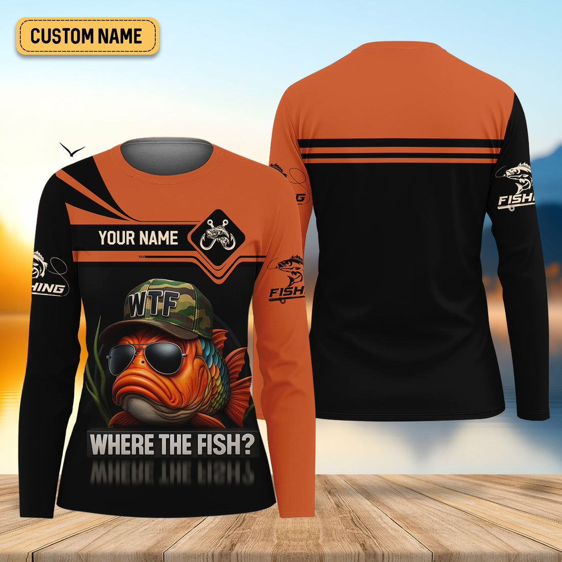 WTF Where The Fish Camo Tournament Fishing Shirts, Funny Fishing Shirt, Women SPF Shirt, Women Fishing Shirt