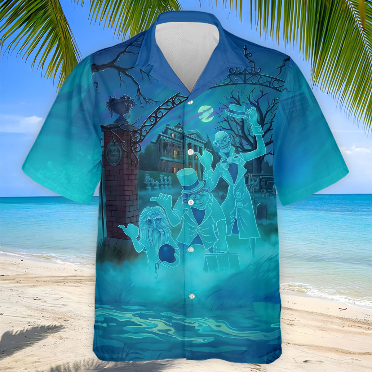 Ghost Trio At Haunted House Gate Halloween Polo Shirt, Mens Golf Shirts, Mens Polo Shirts