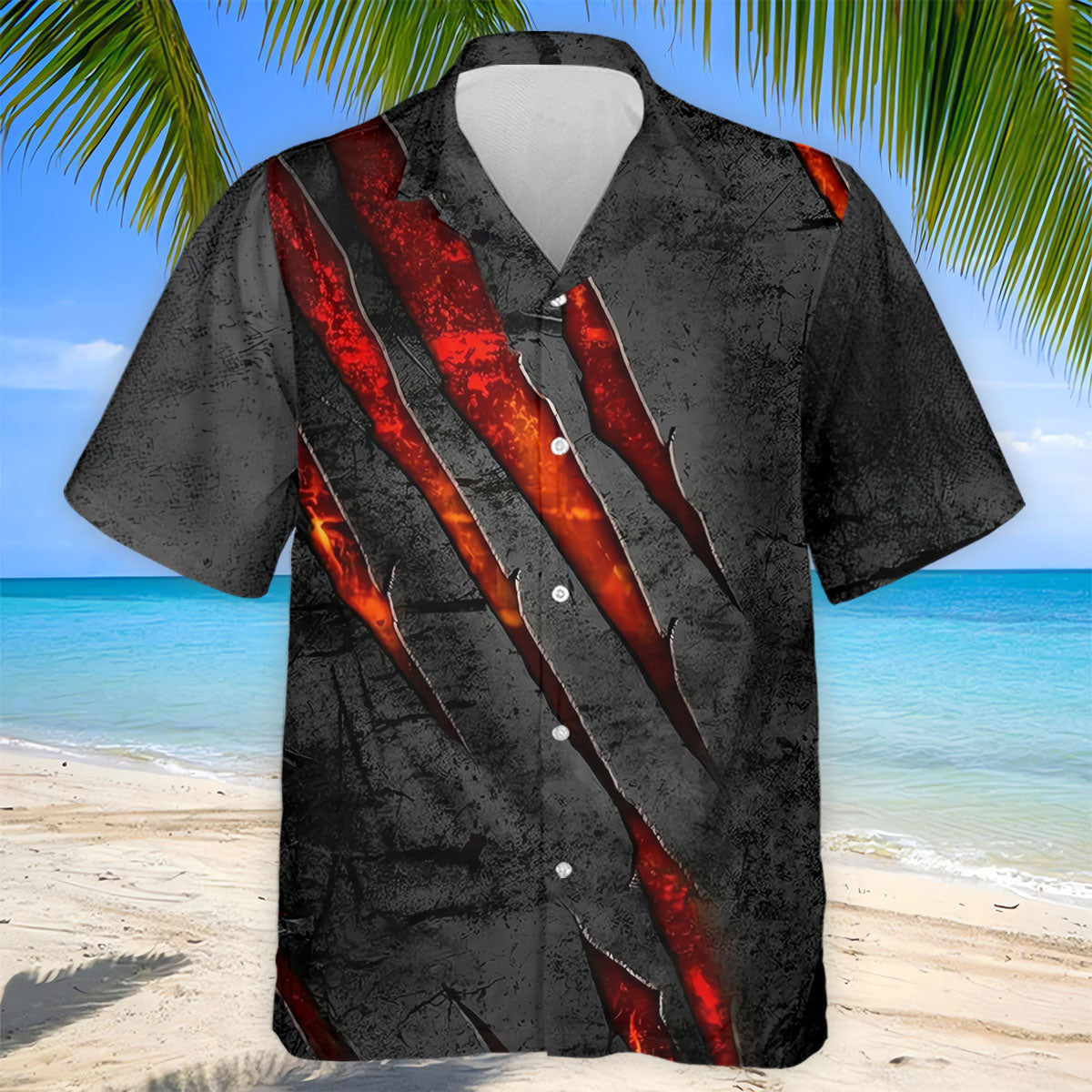 Red Claw Marks Hawaiian Golf Shirt, Scratch Print Men's Golf Shirt, Polo Shirts For Men