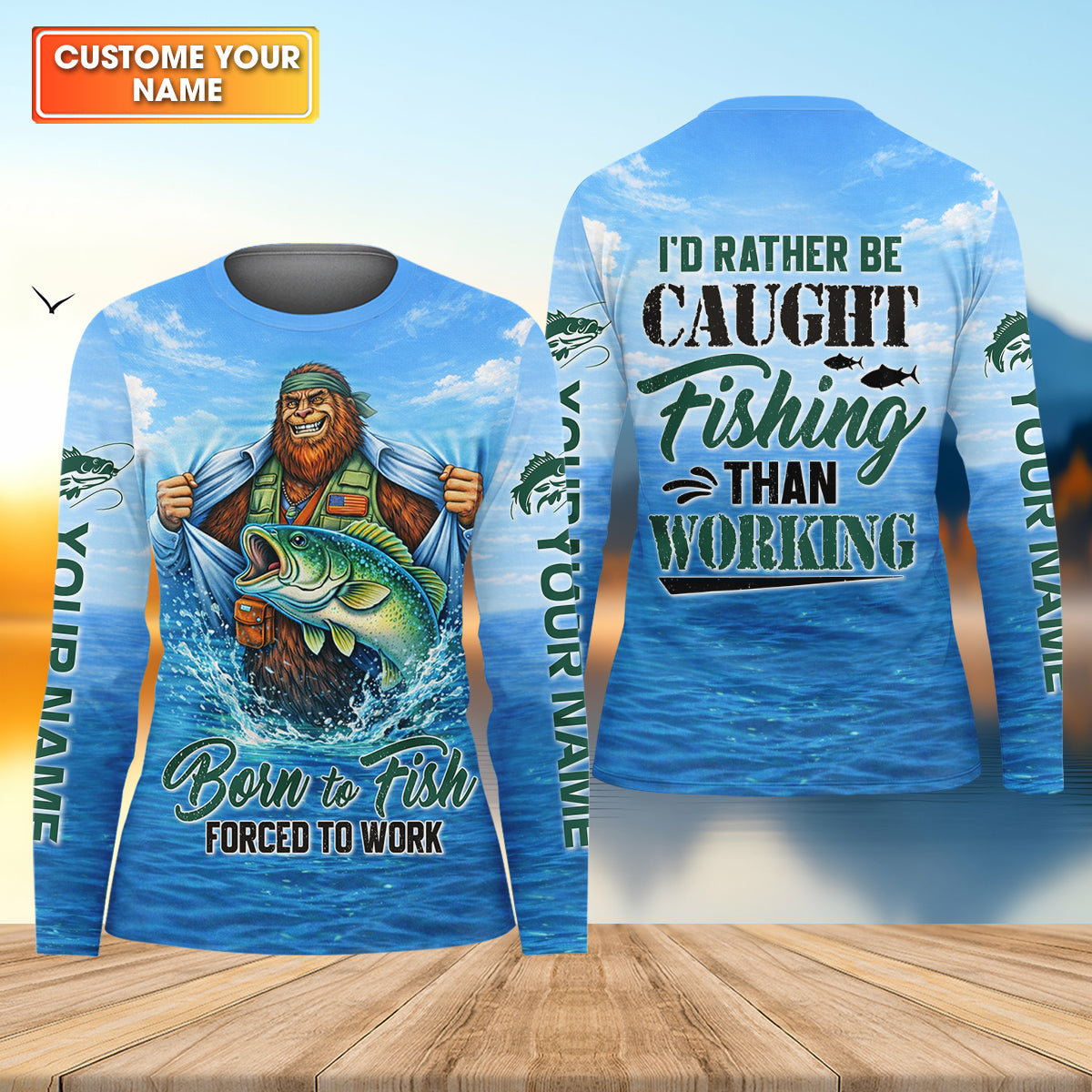 I’d Rather Be Caught Fishing Than Working Personalized Fishing Shirt For Women, Long Sleeve Fishing Shirt, Gift For Her