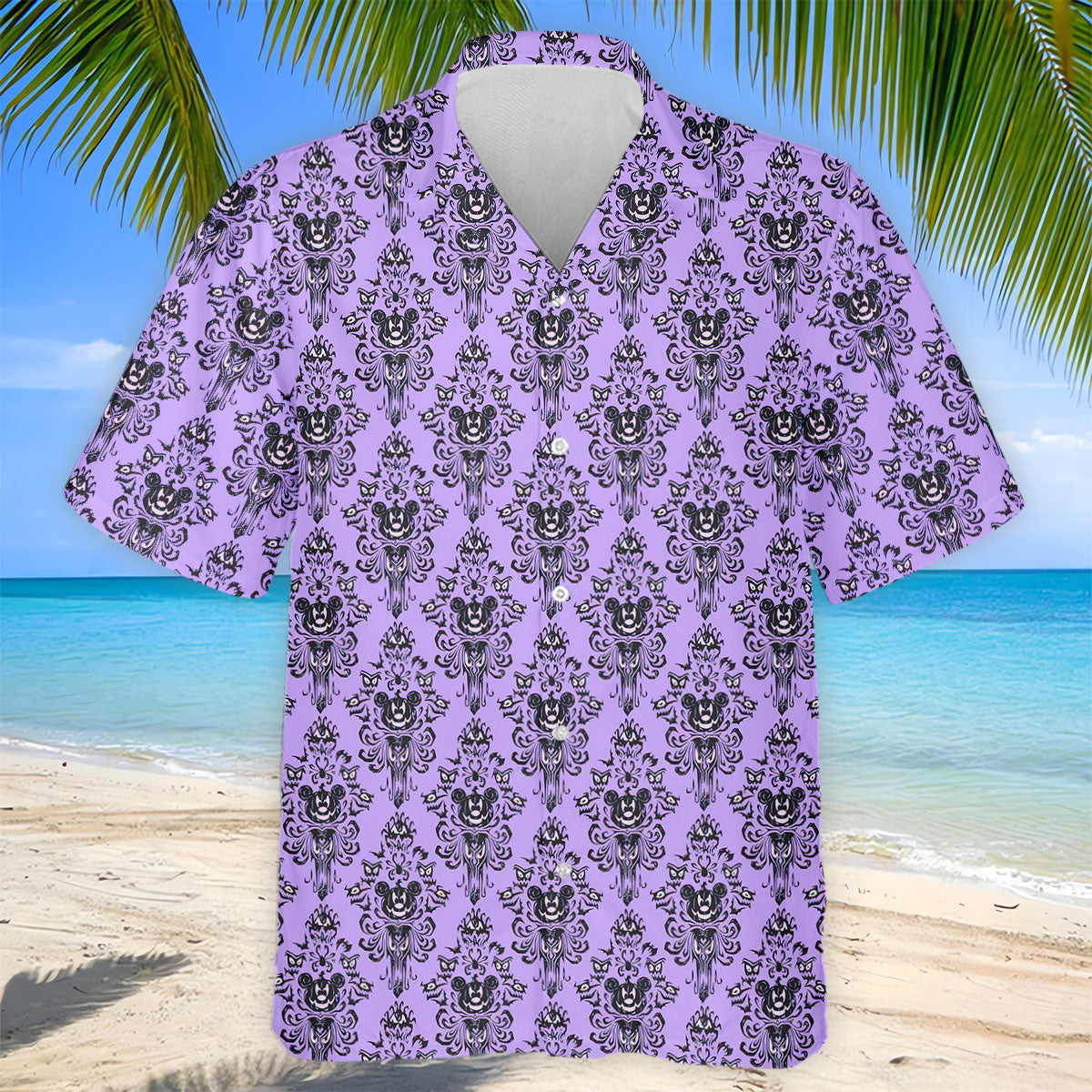 Purple Demon Face And Bat Halloween Polo Shirt, Golf Shirts For Men, Mens Golf Apparel