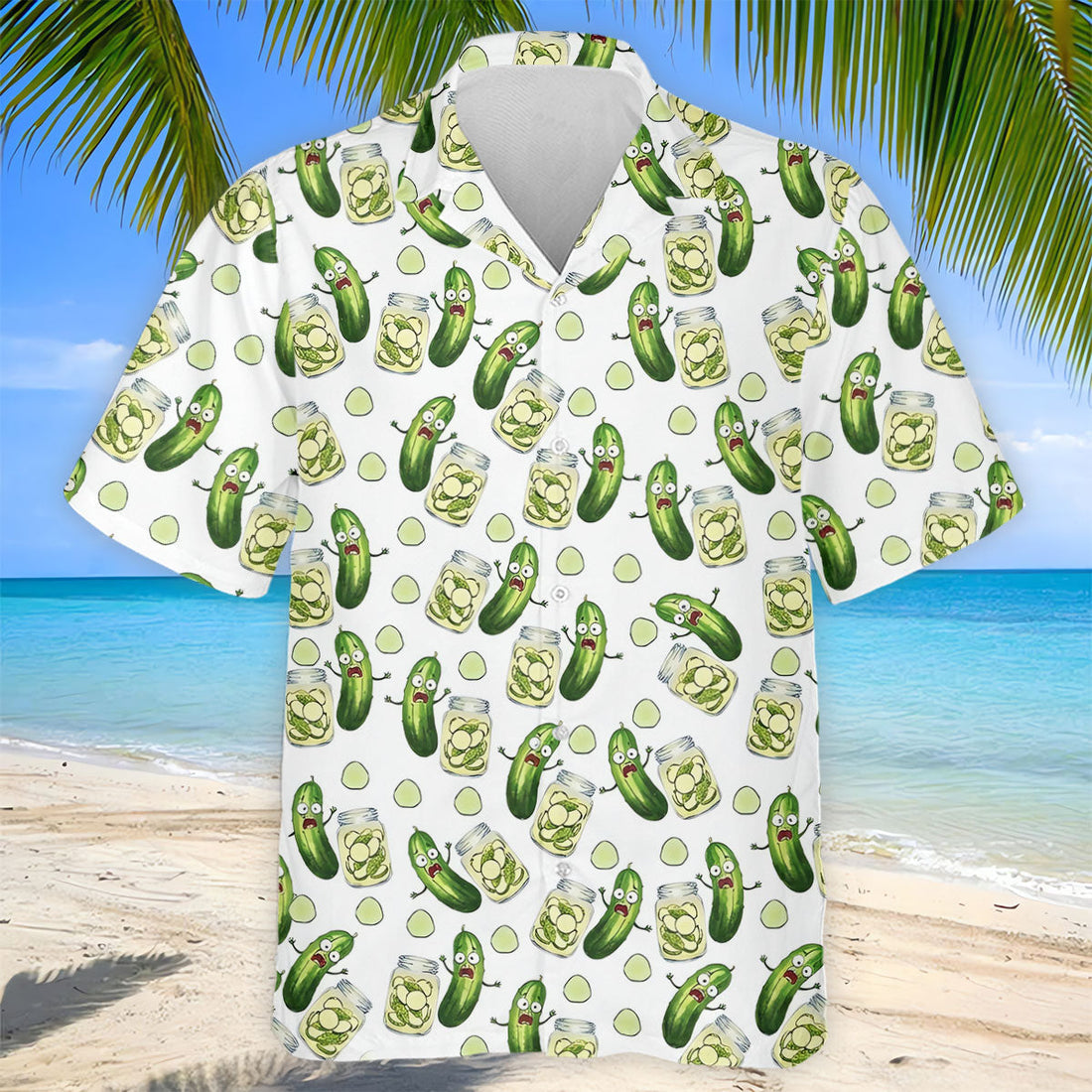 Funny Pickle Hawaiian Golf Shirt, Cartoon Style Men's Golf Shirt, Polo Shirts For Men
