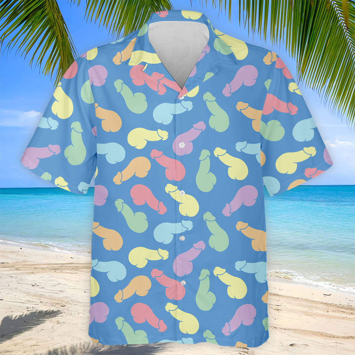 Funny Pastel Adult Pattern Blue Polo Shirt, Mens Golf Polo, Golf Shirts For Men