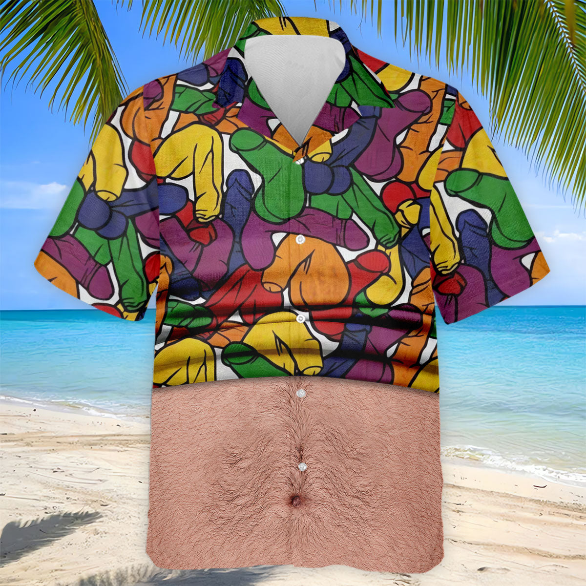 Funny Belly Illusion Colorful Pattern Polo Shirt, Mens Golf Polo, Golf Shirts For Men