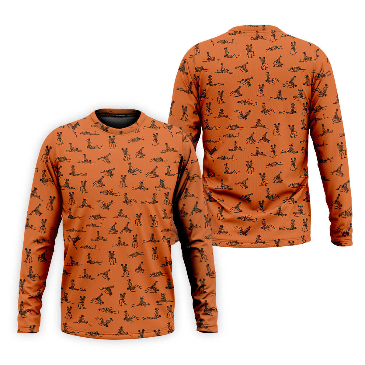 Orange And White Funny Skeleton Golf Shirt, Halloween Gift Idea, Fun Golf Shirts For Men, Polo For Men