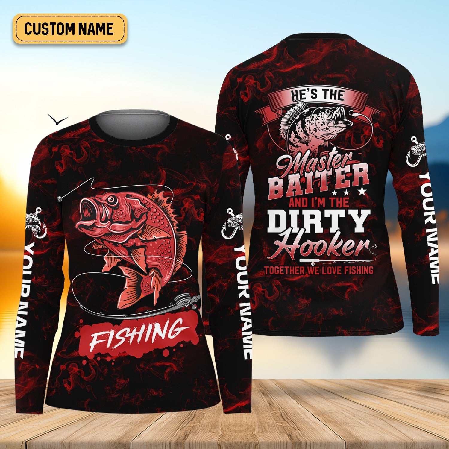 He’s the Master Baiter & I’m the Dirty Hooker, Fishing Women SPF Shirt, Women Fishing Shirt, Funny Fishing Shirt