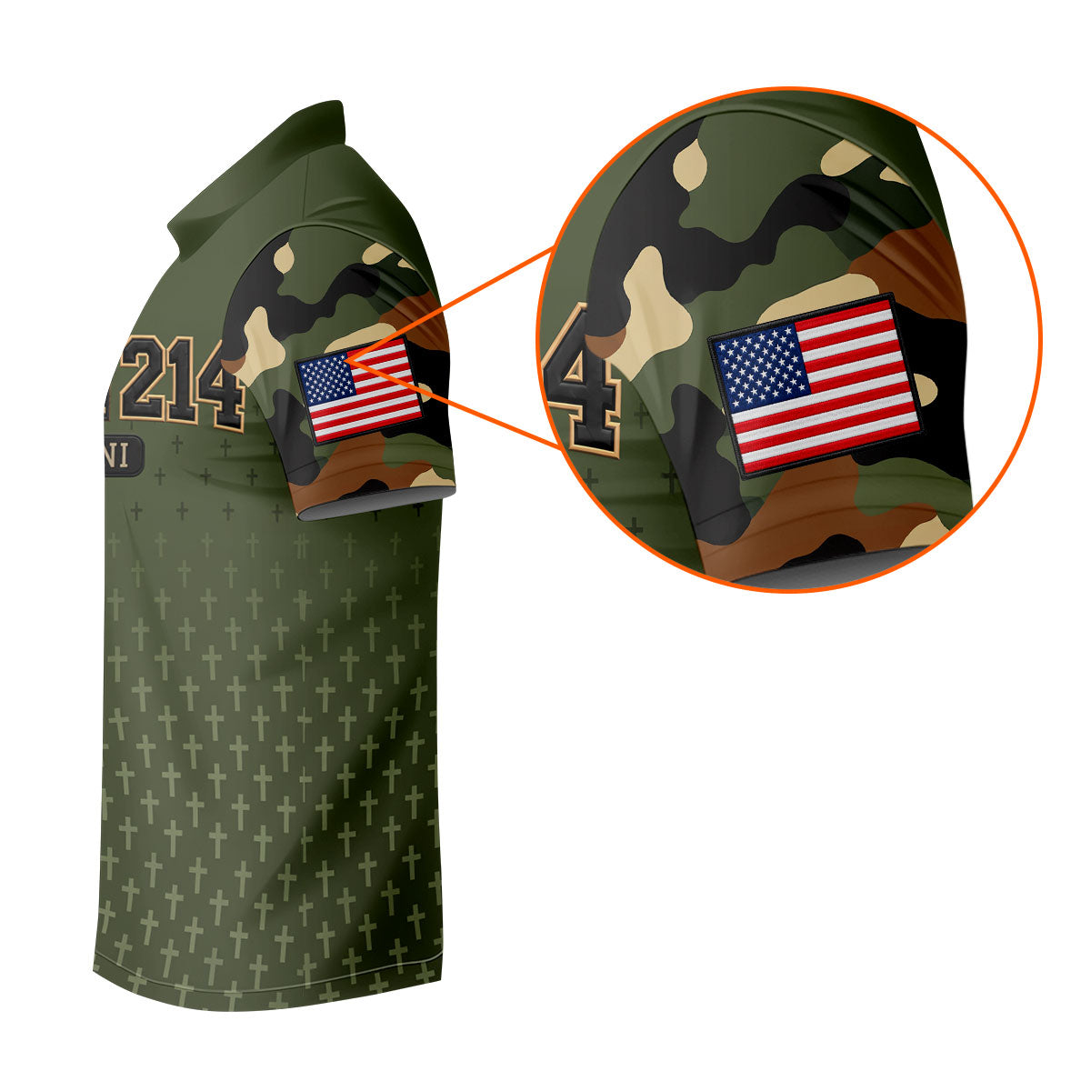 DD-214 Alumni Flag Cross Camo Polo Shirt, Veterans Day Shirt, Golf Tops For Women