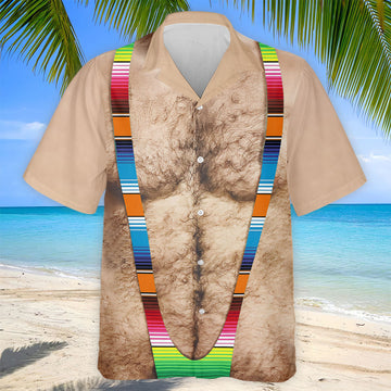 Hairy Body Serape Pattern Funny Cinco De Mayo Golf Tops For Men, Golf Shirts For Men