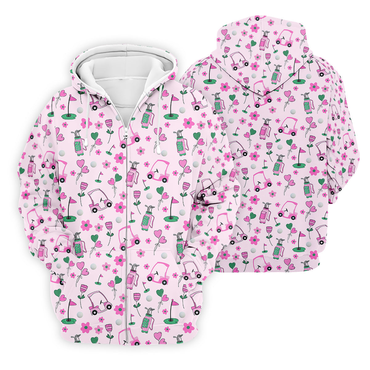 Seamless Pink Green Funny Womens Golf Polo ShirtLadies Golf Shirt, Mothers Day Gifts
