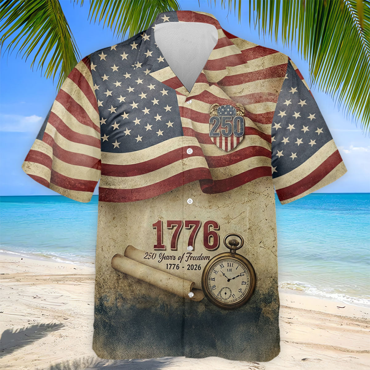 250 Years Of Freedom Vintage Golf Shirt, 4th Of July Patriotic Golf Shirts For Men