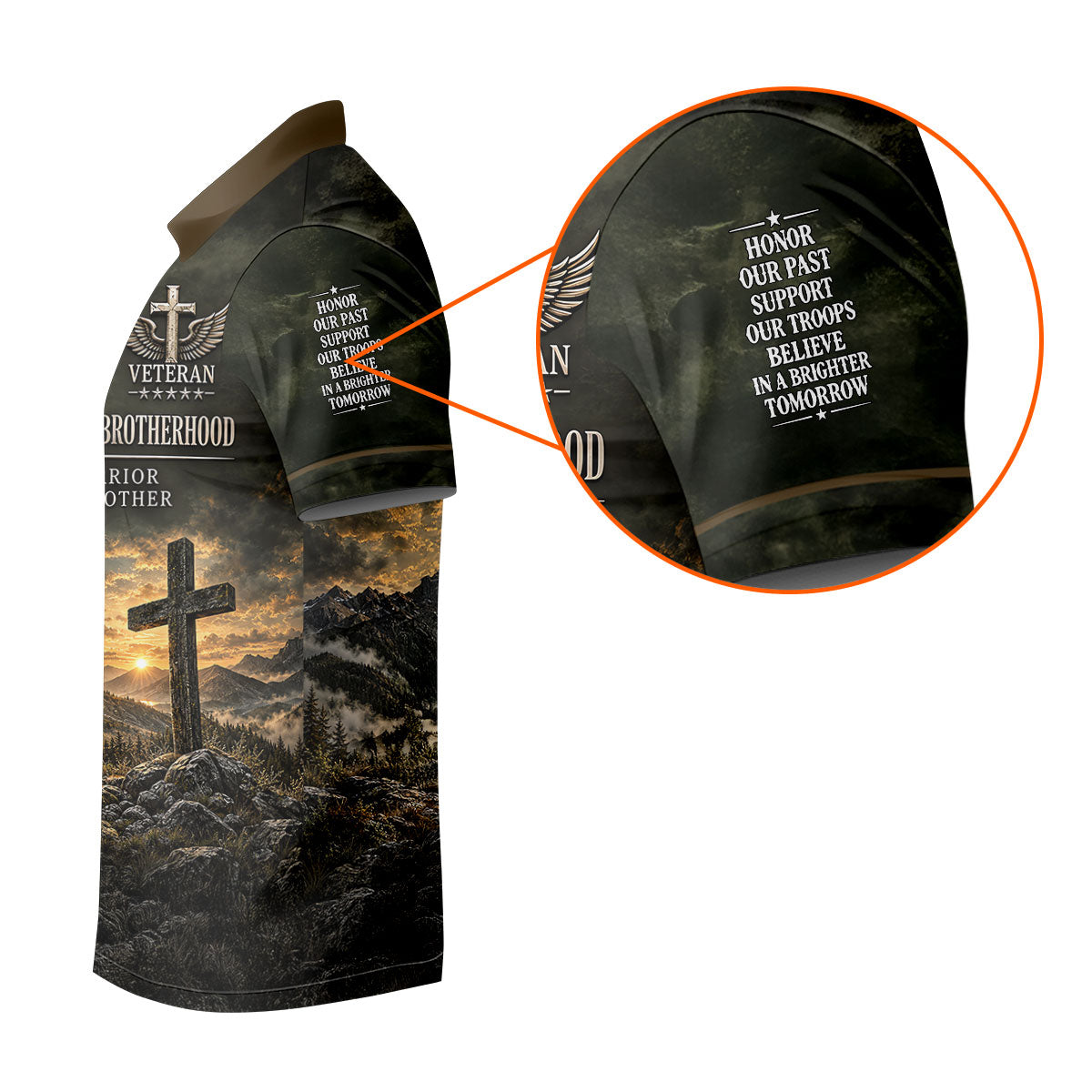 Veterans Day Praying Soldier Cross Polo Shirt, Polo Shirts For Men, Mens Golf Shirts