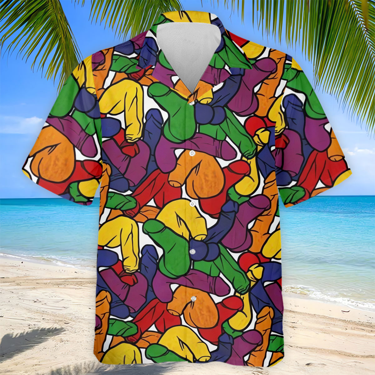 Adult Humor Pride Colors Retro Golf Shirt, LGBTQ Month Men's Funny Golf Shirts