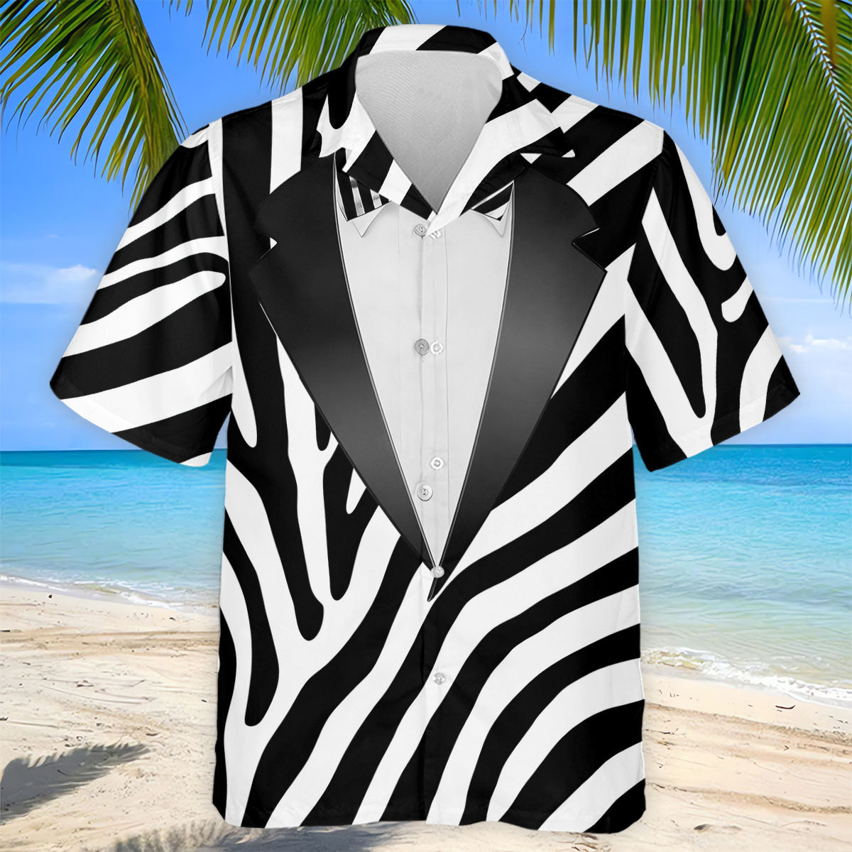 Zebra Pattern Funny Costume Hawaiian Golf Shirt, Polo Shirts For Men, Golf Shirts For Men