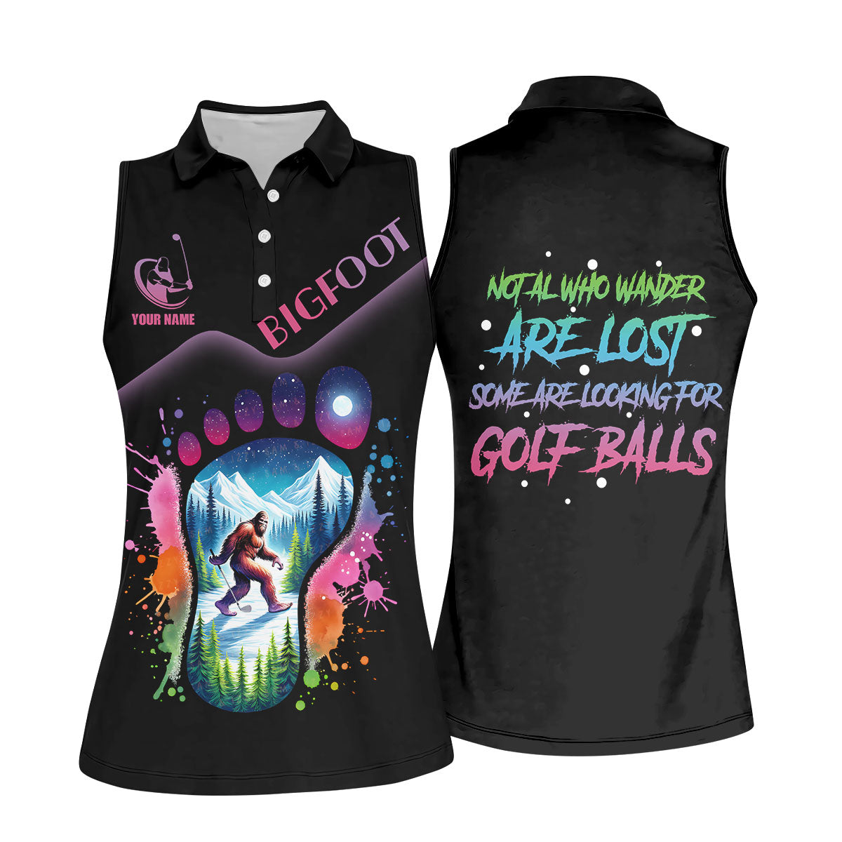 Funny Bigfoot Custom Womens Golf Polo ShirtLadies Golf Shirts, Golfing Apparel, Women Golf Gifts