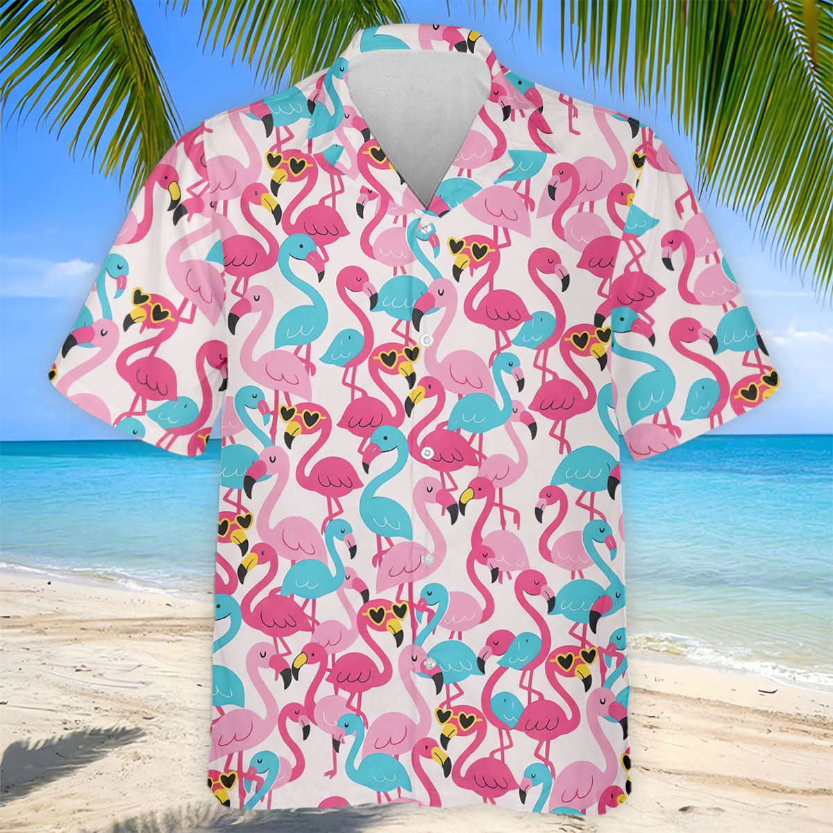 Funny Pink Flamingo Pattern Polo Golf Shirt, Mens Golf Polo, Golf Shirts For Men