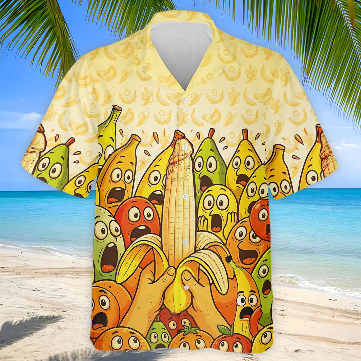 Funny Banana Fruit Cartoon Pattern Polo Shirt, Mens Golf Polo, Golf Shirts For Men