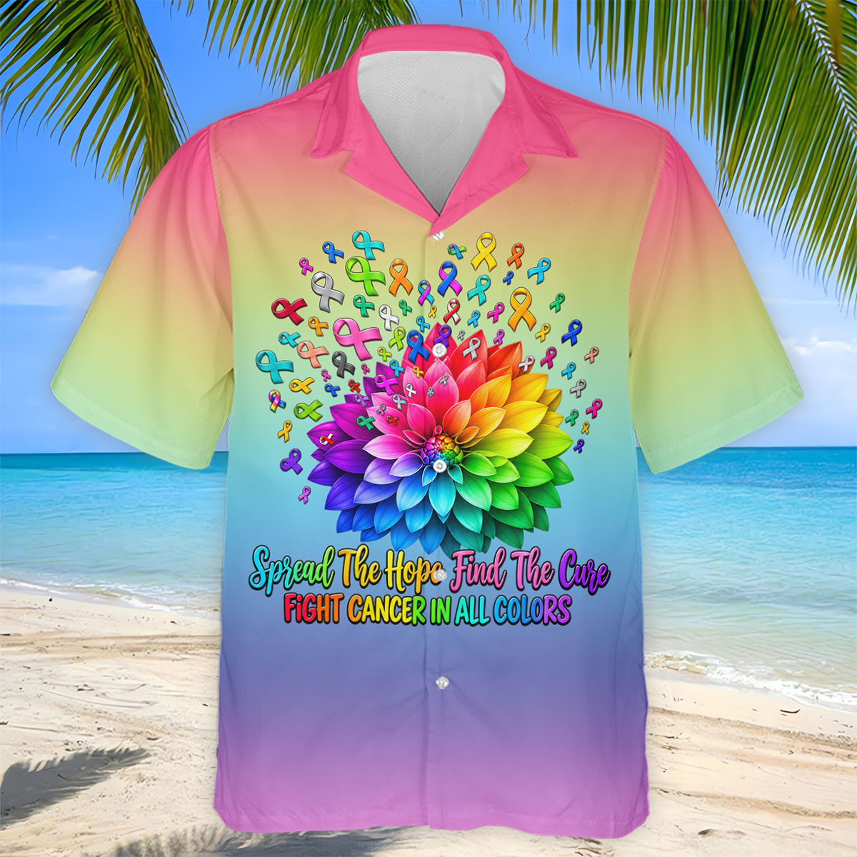 Spread Hope Find The Cure Rainbow Cancer Polo Shirt, Golf Shirts For Men, Mens Golf Shirts