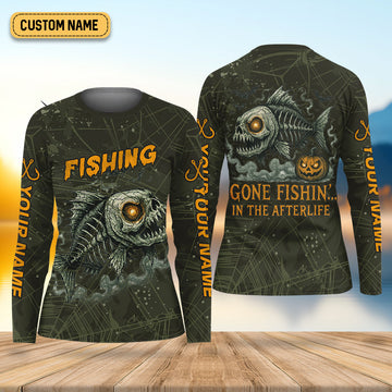 Gone Fishin In The Afterlife Horror Fishing Women SPF Shirt, Halloween Fishing Jersey, Fishing Shirt For Women