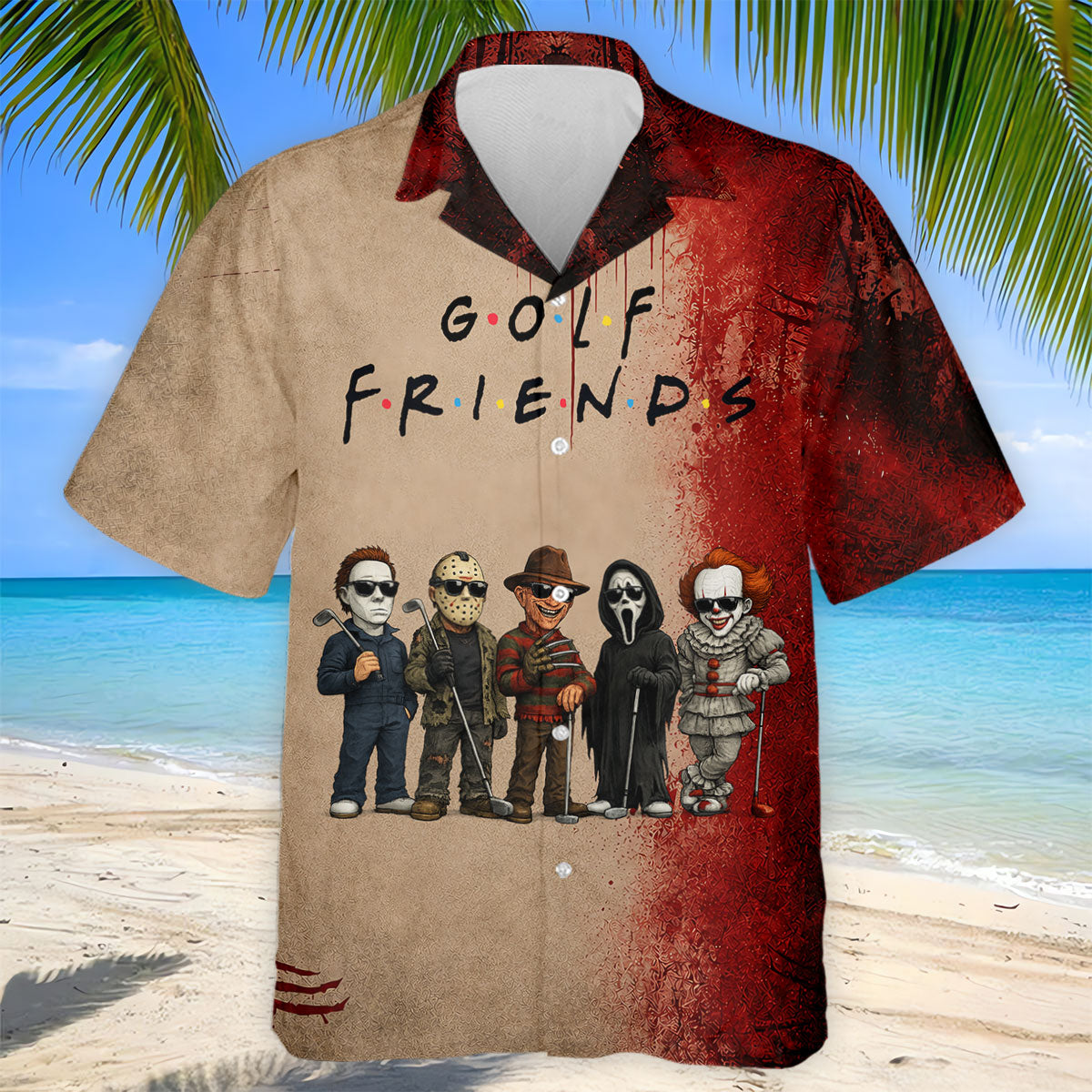 Golf Friends Horror Character Halloween Polo Shirt, Golf Shirts For Men, Mens Golf Apparel