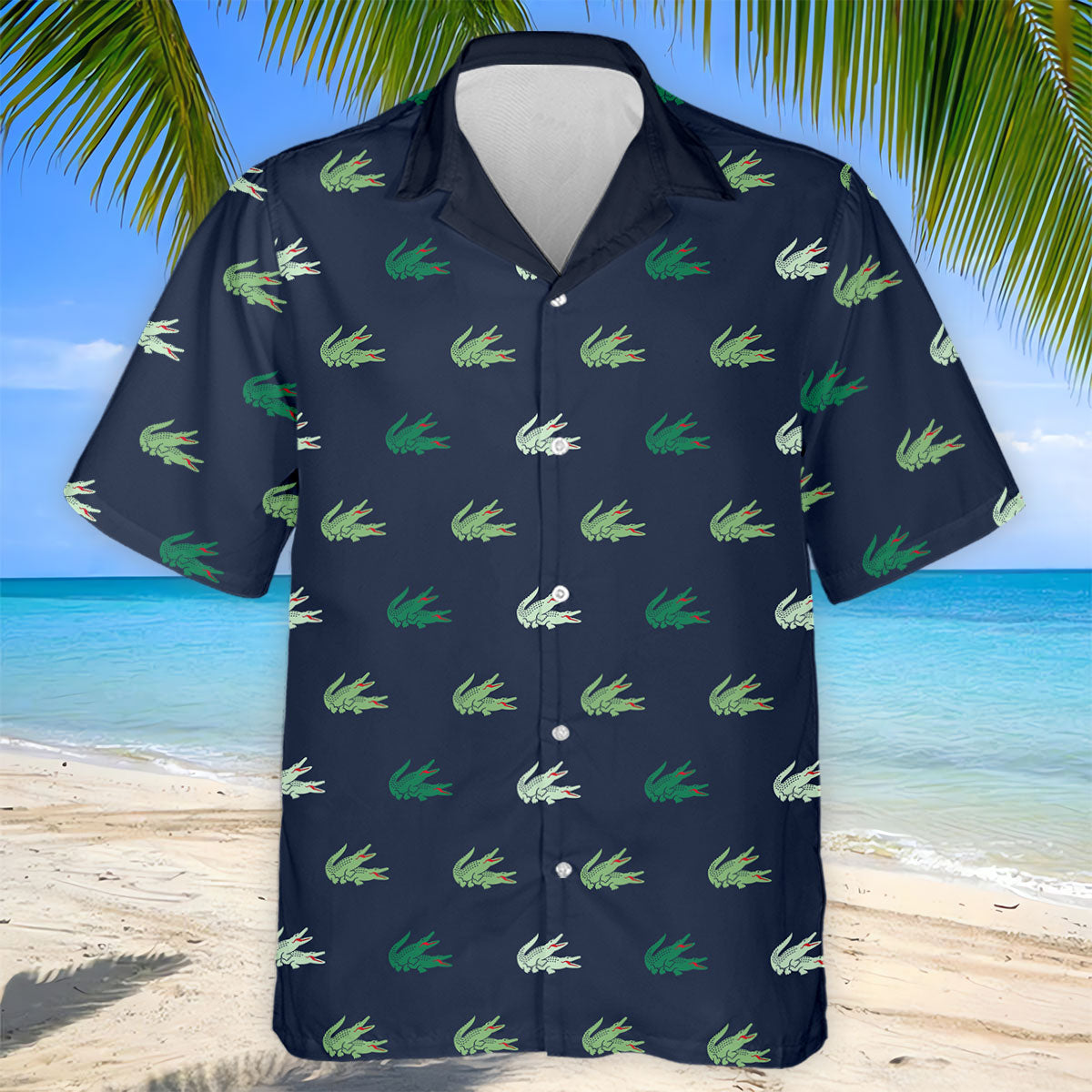 Navy Crocodile Pattern Golf Shirt, Mens Polo Shirt, Golf Shirts For Men, Performance Golf Shirt