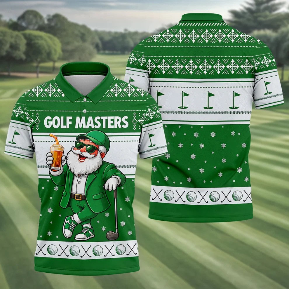 Green Jacket Santa Beer Christmas Golf Shirt, Golf Shirts For Men, Golf Polo For Men