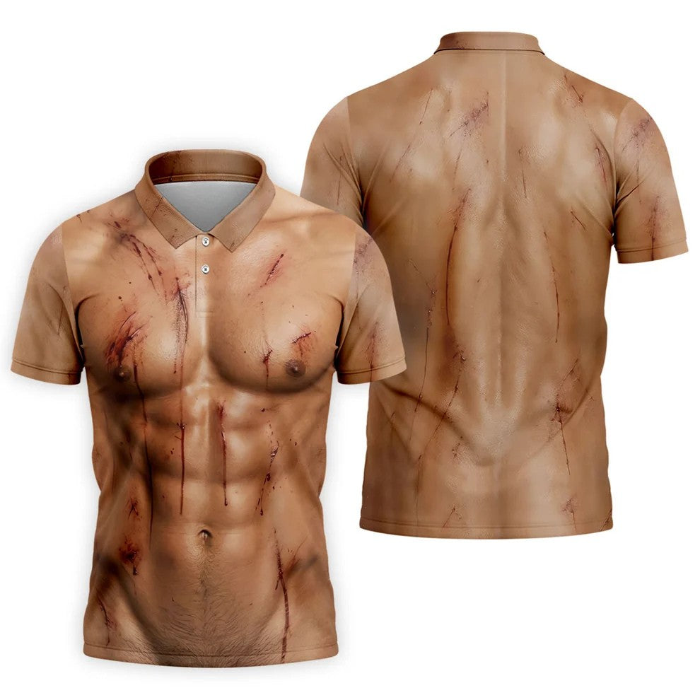 Scary Muscle Body Halloween Golf Shirt, Golf Polo Shirts For Men, Printed Golf Shirts