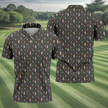 Funny Golf Lesson Alligator Pattern Polo Shirt, Golf Shirts For Men, Mens Golf Apparel