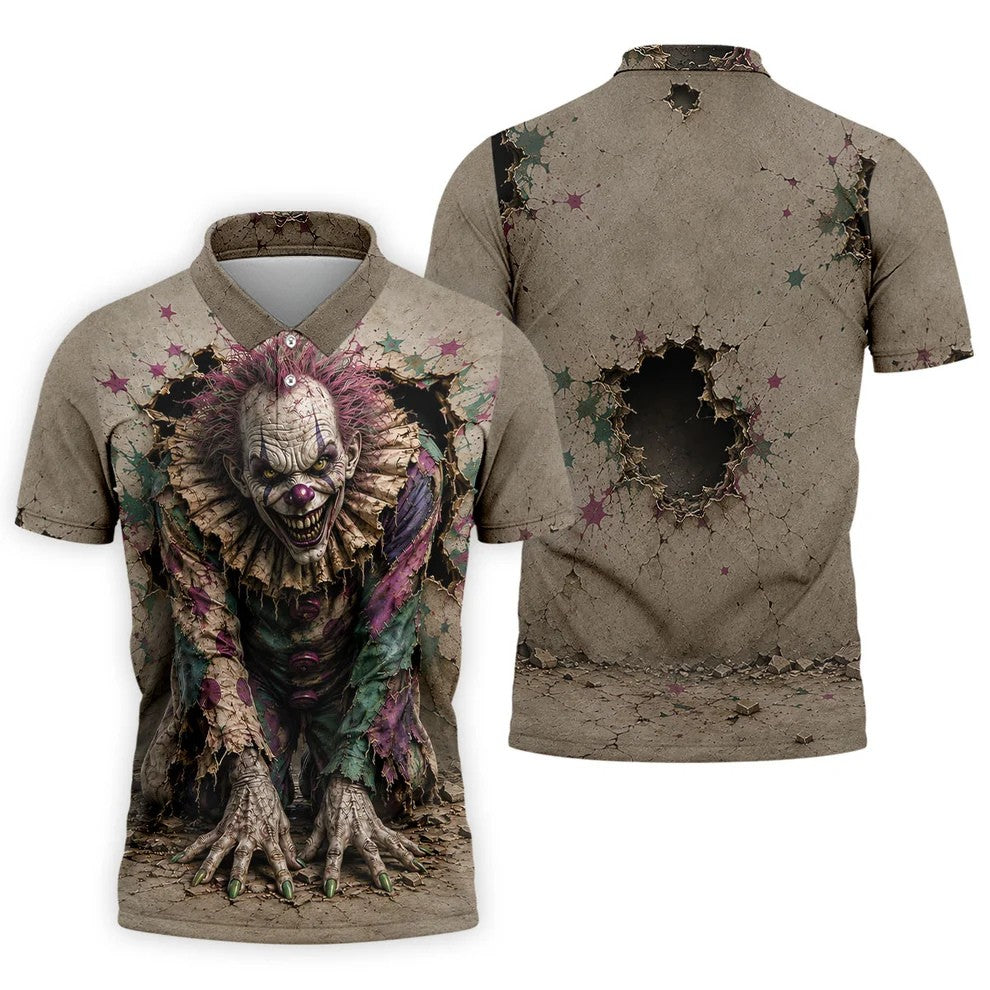 Halloween Purple Horror Character Golf Shirt, Golf Apparel For Men, Printed Golf Shirts