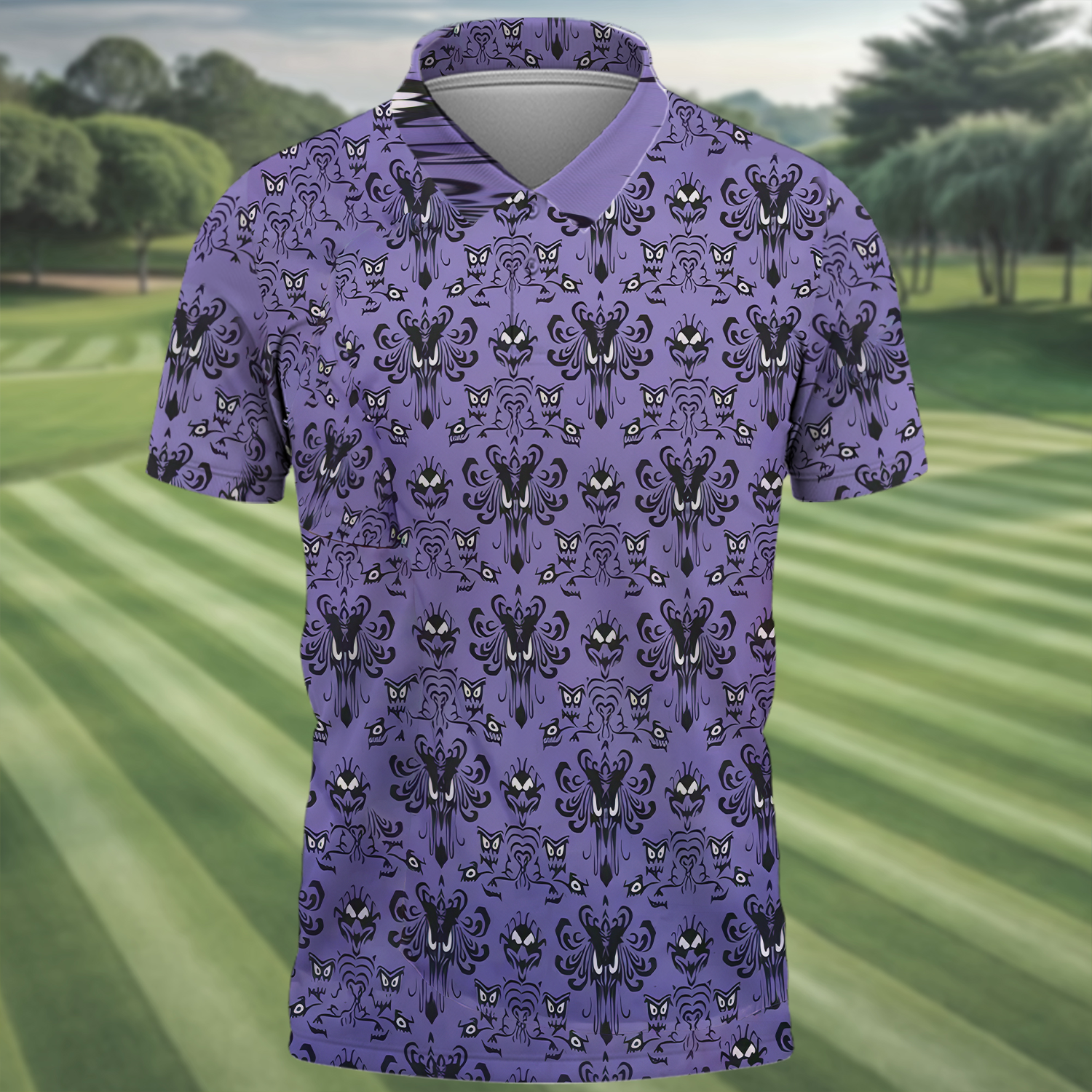 Haunted Mansion Hitchhiking Ghosts Men's Golf Polo ShirtGolfing Apparel, Mens Golf Gift