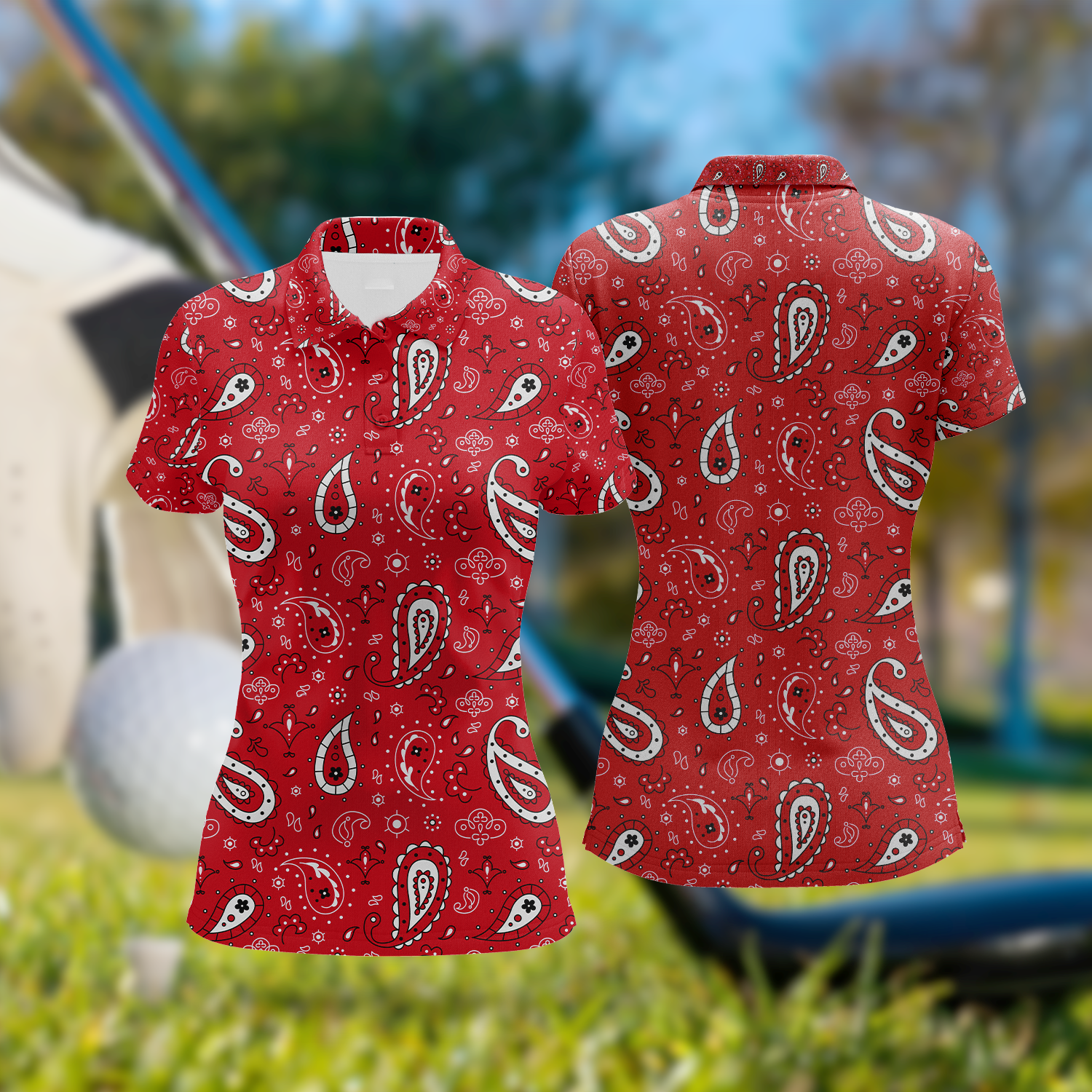 Paisley Bandana Womens Golf Polo ShirtCustom Ladies Golf Shirt