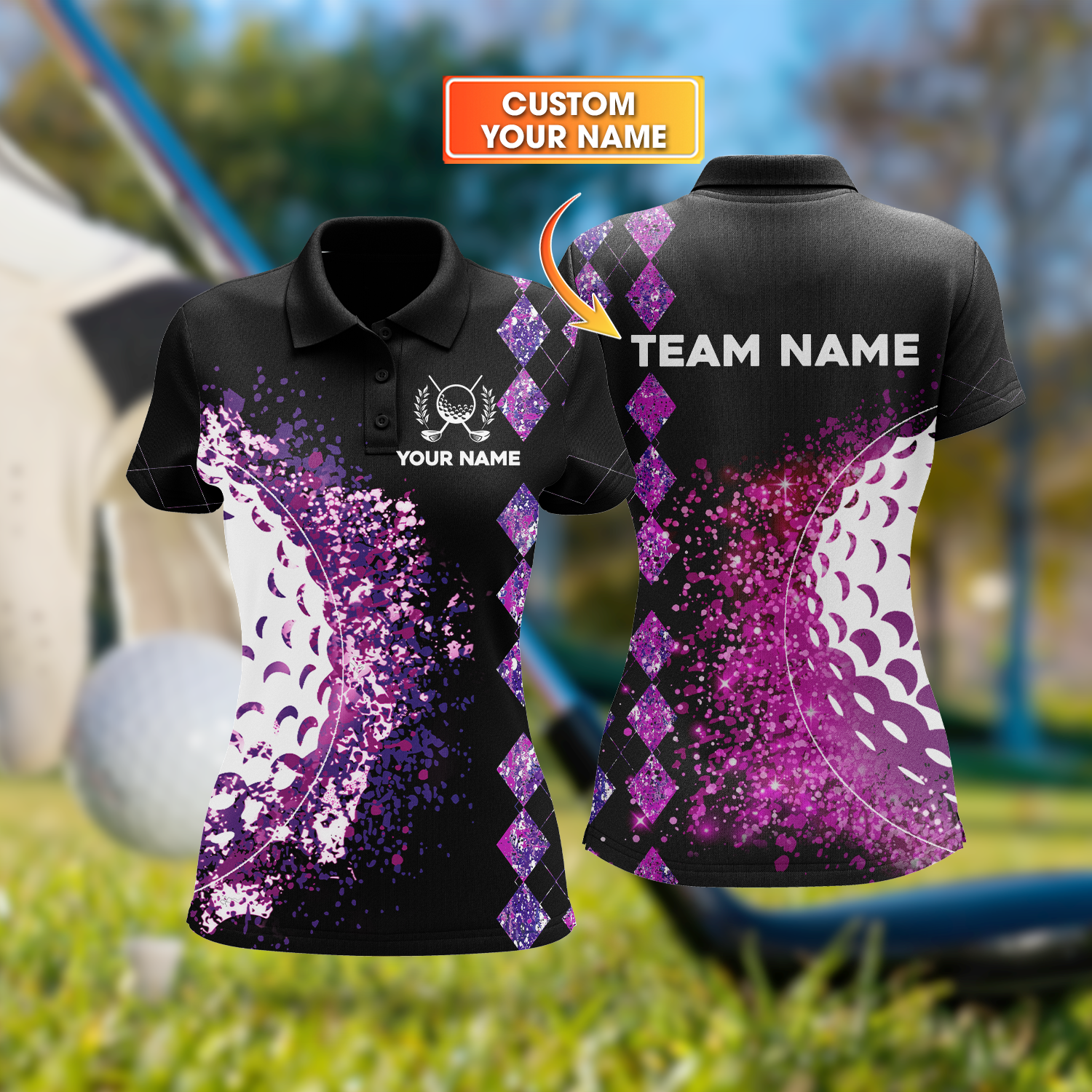 Colorful Golf Shirt, Custom Womens Golf Polo Shirt Team Name, Golfing Apparel, Womens Golf Gifts