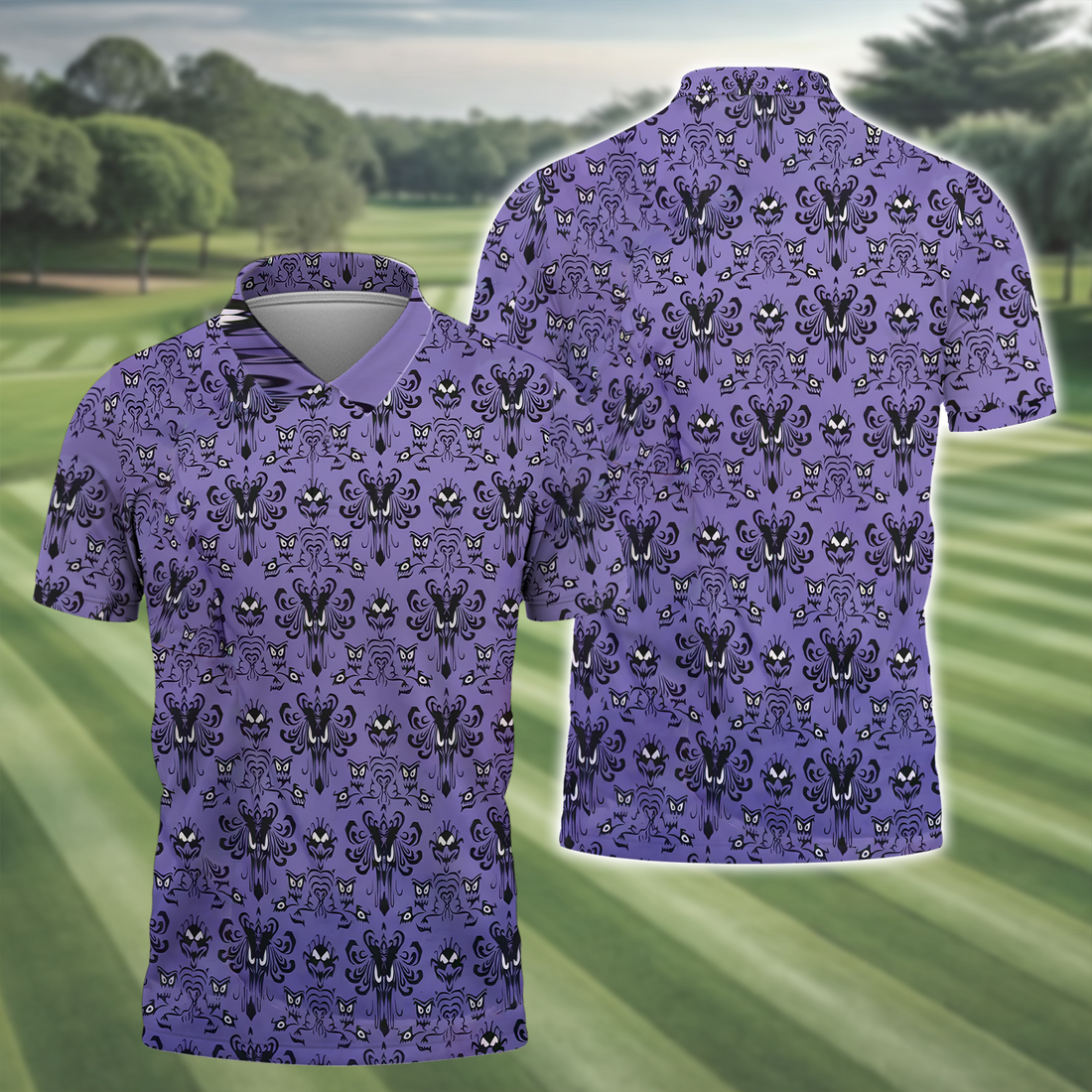 Haunted Mansion Hitchhiking Ghosts Men's Golf Polo ShirtGolfing Apparel, Mens Golf Gift