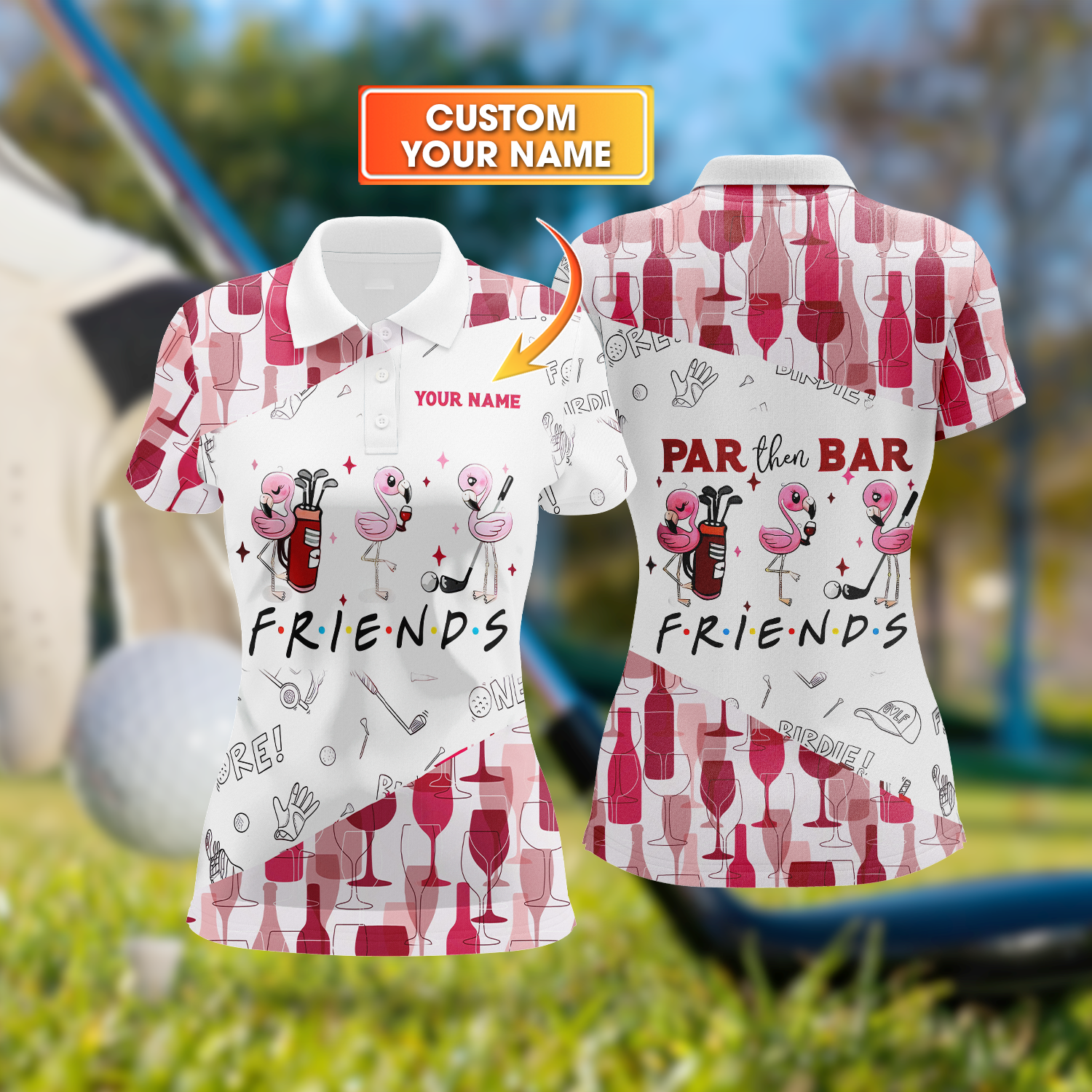 Par Then Bar Custom Funny Womens Golf Polo ShirtLadies Golf Polos Gifts