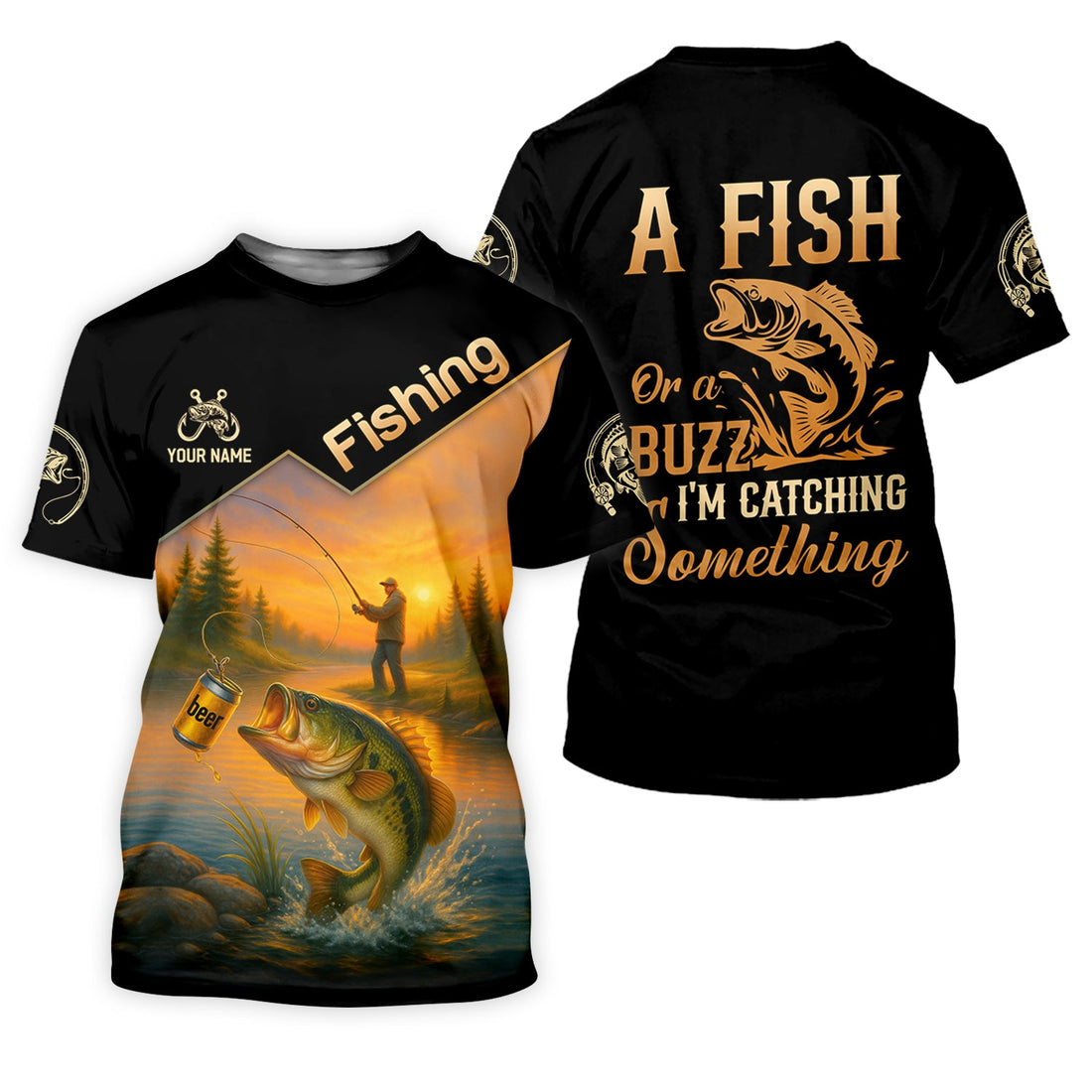 Personalized A Fish Or A Buzz I'm Catching Something Shirt, Custom Bass Fishing Tee, UPF Shirt