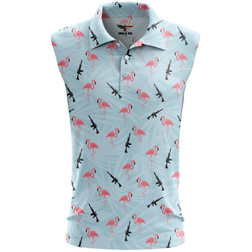 Funny Flamingos Women's Sleeveless Golf Polo ShirtMothers Day Gift, Women Golf Gifts