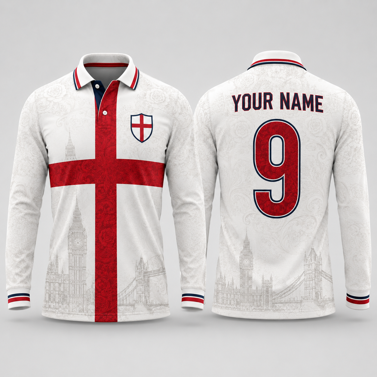 St. George's Cross Tudor Rose V-Neck For Men Football Lover, English Football Soccer Fan Gift