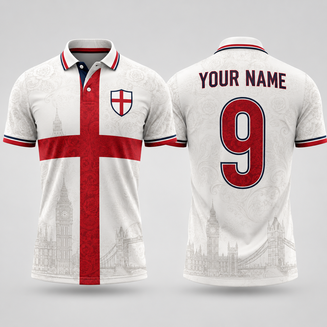 St. George's Cross Tudor Rose V-Neck For Men Football Lover, English Football Soccer Fan Gift