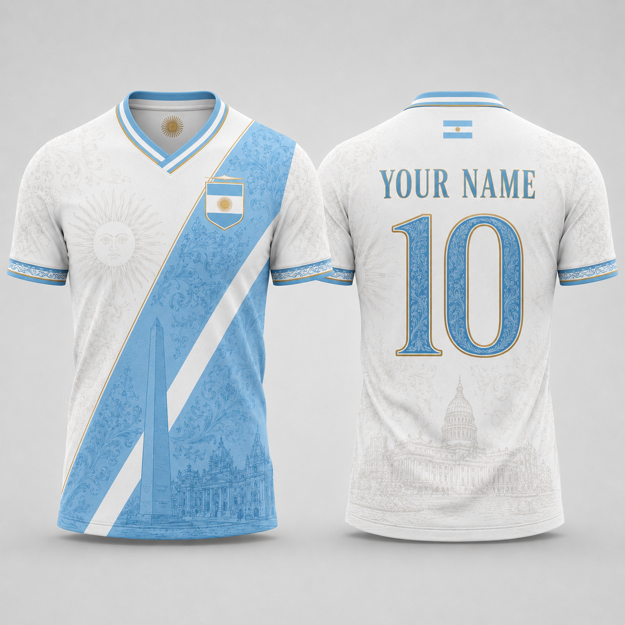 Sol de Mayo V-Neck For Men Football Lover, Argentina National Soccer Fan Gift