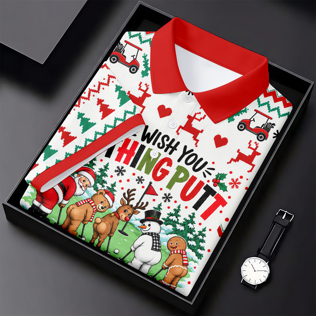 We Wish You Nothing Putt Christmas Golf Shirt, Golf Shirts For Men, Mens Golf Shirts