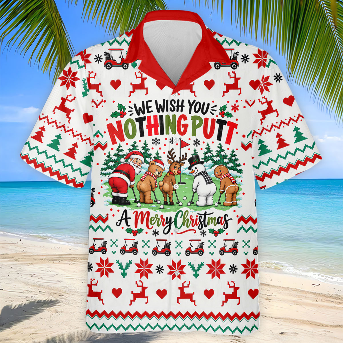 We Wish You Nothing Putt Christmas Golf Shirt, Golf Shirts For Men, Mens Golf Shirts