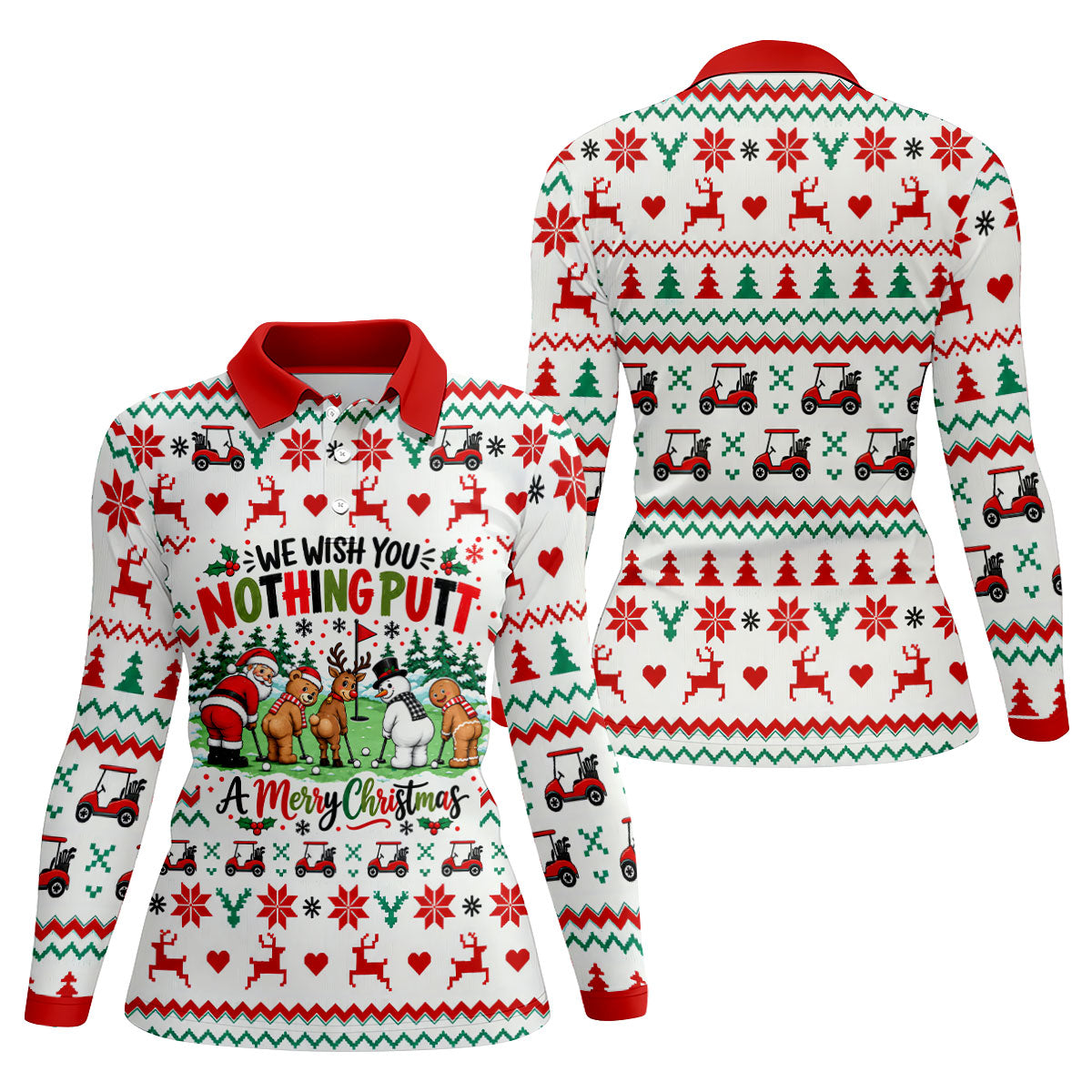 We Wish You Nothing Putt Christmas Golf Shirt, Womens Golf Clothing, Ladies Golf Tops